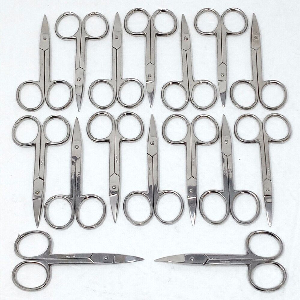 Vintage La Cross Curved Blade Stainless Nail Scissors - Lot of 16